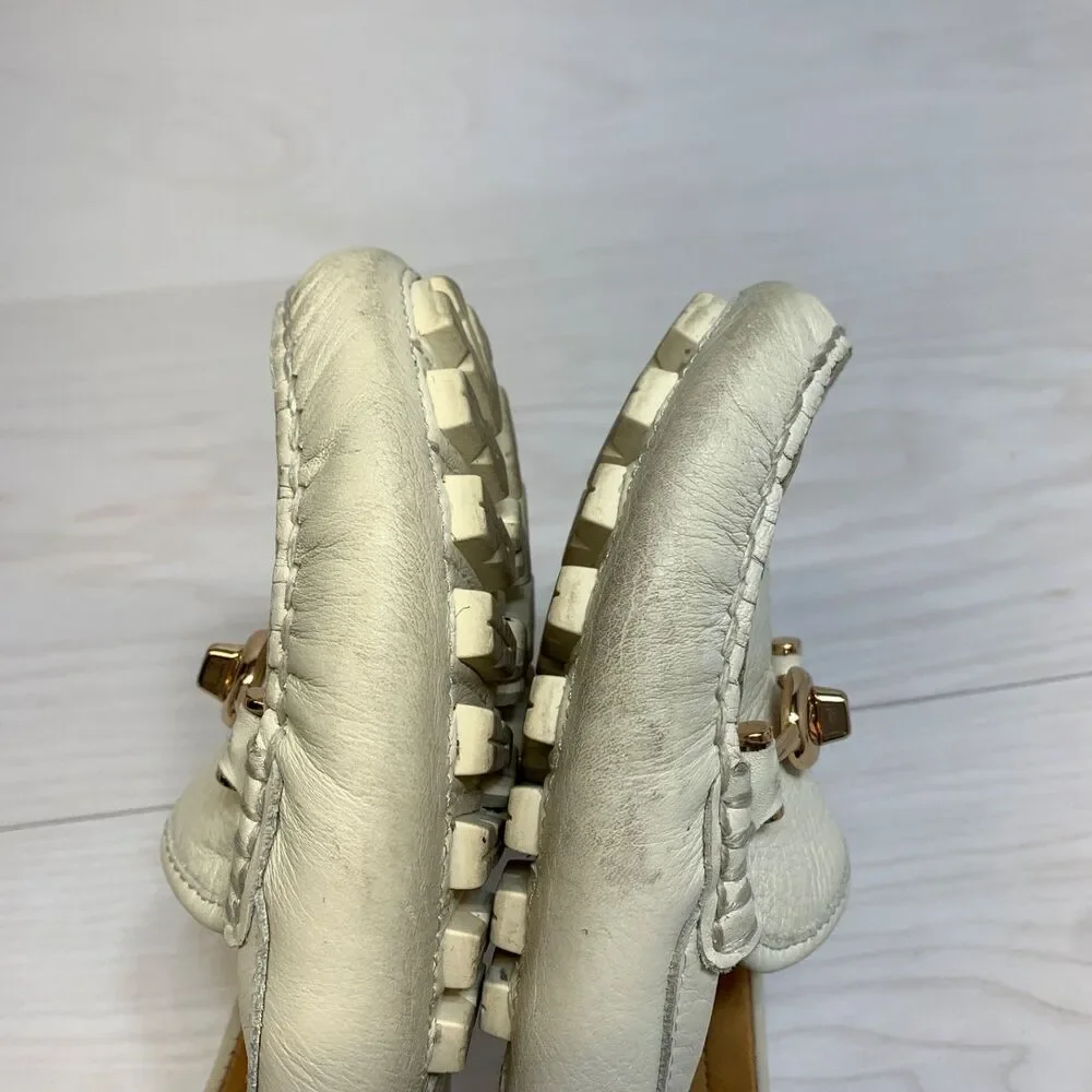 Coach Arlene Loafers‎ Women Ivory Pebbled Grain Leather Penny Driving Size 7B